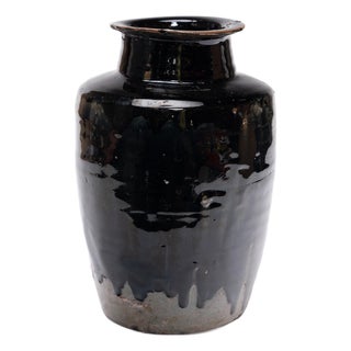 Chinese Black Drip Glaze Vinegar Jar, C. 1875 For Sale