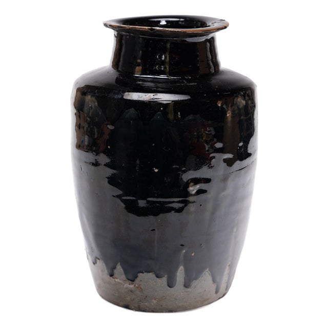 Chinese Black Drip Glaze Vinegar Jar, C. 1875 For Sale