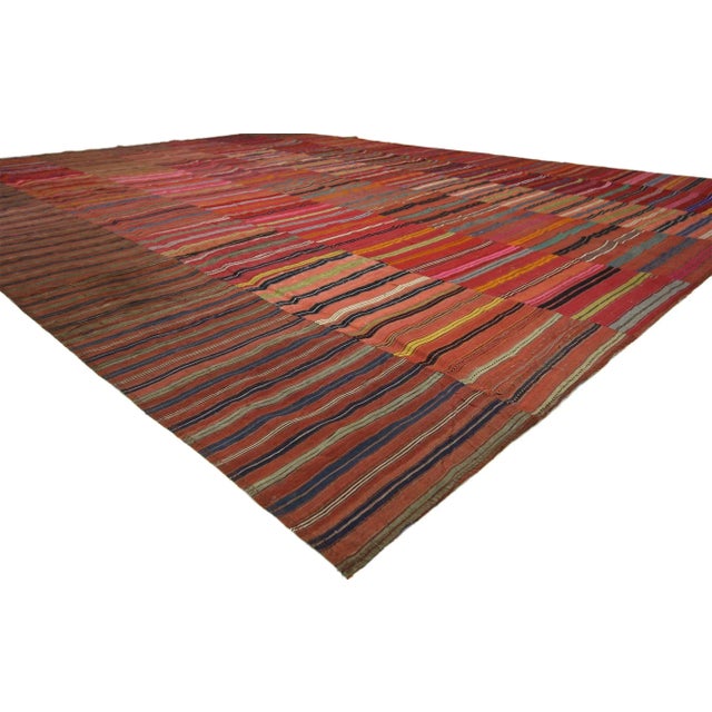 Rustic Vintage Turkish Striped Kilim Rug - 08'09 X 11'08 For Sale - Image 3 of 7