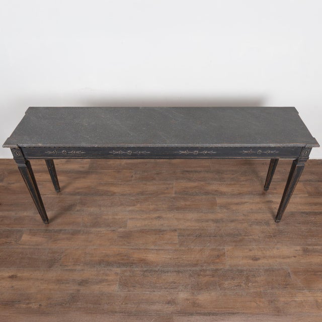 Gustavian (Swedish) Swedish Gustavian Style Black Painted Console Table (Reproduction) For Sale - Image 3 of 12