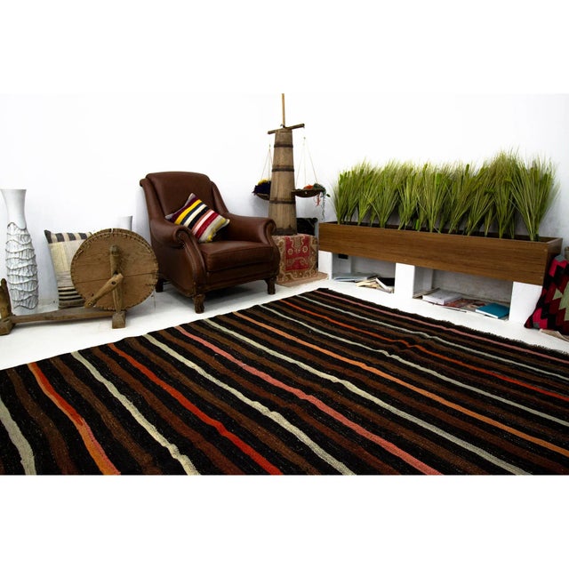 1960s Vintage Striped Goat Hair Kilim Rug- 7′4″ × 9′8″ For Sale In Los Angeles - Image 6 of 7