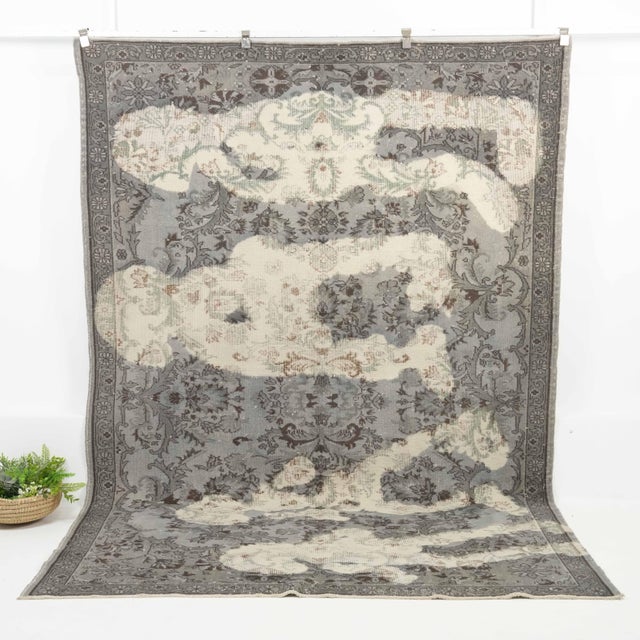 Vintage Turkish Hand-Knotted vintage rug is a semi-antique vintage Area rug.'70s Eastern region of Turkey's unique rug is...