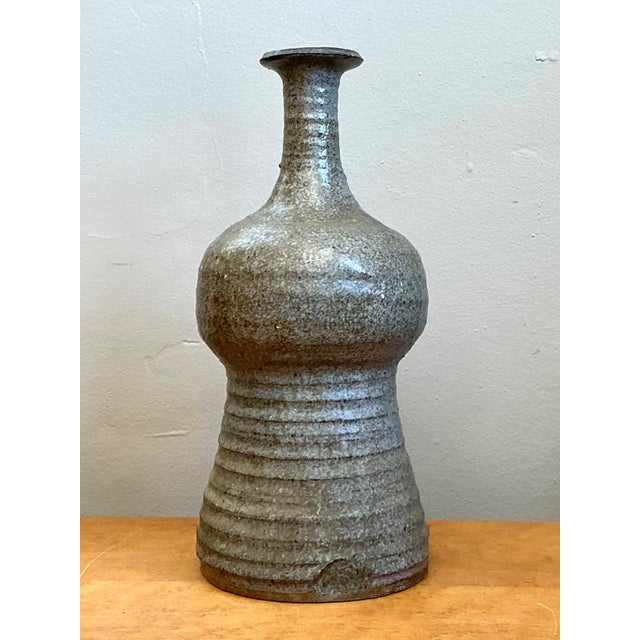 Vintage Textured Studio Pottery Vase For Sale - Image 10 of 17