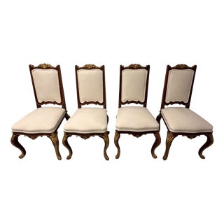 18th Century Louis XV Chairs in Carved and Gilded Wood, France, Set of 4 For Sale