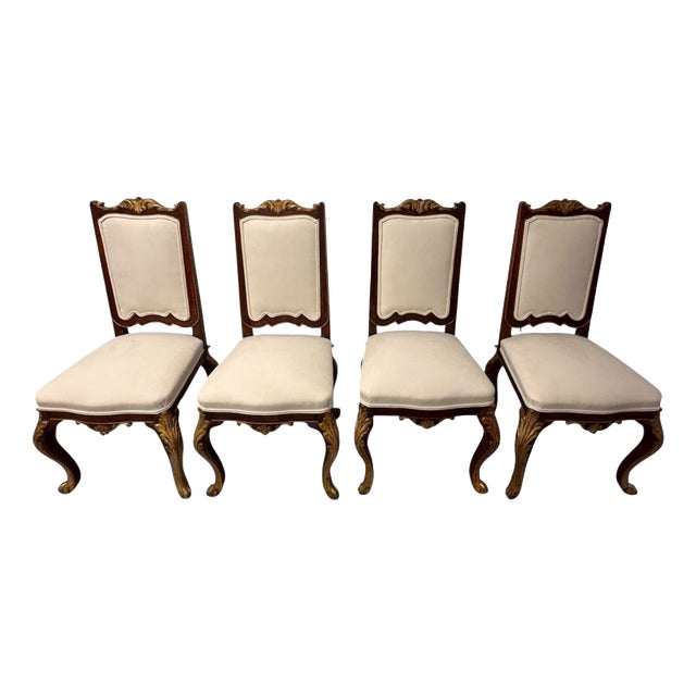 18th Century Louis XV Chairs in Carved and Gilded Wood, France, Set of 4 For Sale