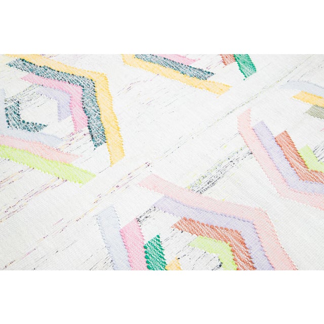 Kilim Flatweave Beige Wool Rug With Modern Geometric Pattern For Sale - Image 9 of 10