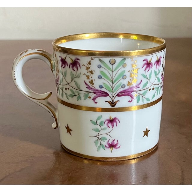 Antique early 19th century Paris porcelain coffee cup or can by Dihl circa 1800. Decorated with floral sprig in shades of...