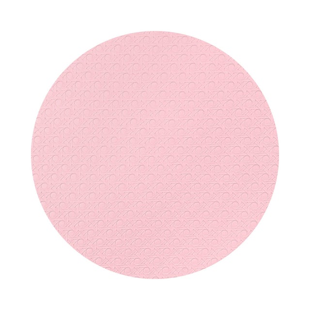 2020s Solid Blossom Vegan Leather Round Cane Placemat, Set of 4 For Sale - Image 5 of 5