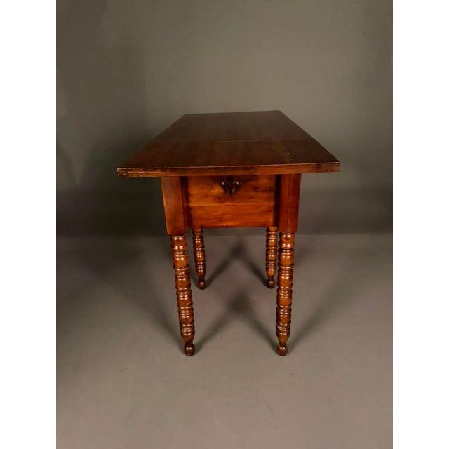 Mid 20th Century American Solid Birch Drop Leaf Side Table by Davis Cabinet Co., Two Drawer Nightstand For Sale - Image 10 of 18
