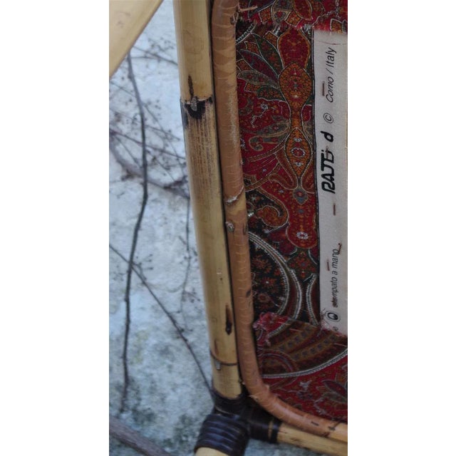 Red Set of Rattan & Glass Pouf & Coffee Table, 1970s For Sale - Image 8 of 12