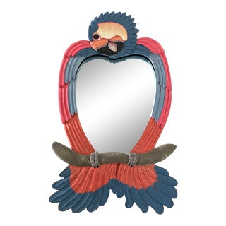 1980s Folkart Parrot Wall Mirror For Sale