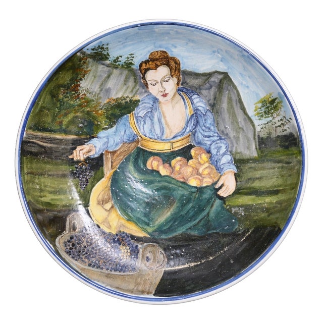 Painted Ceramic Dish by A. Del Bianco for Gubbio, 1920s For Sale