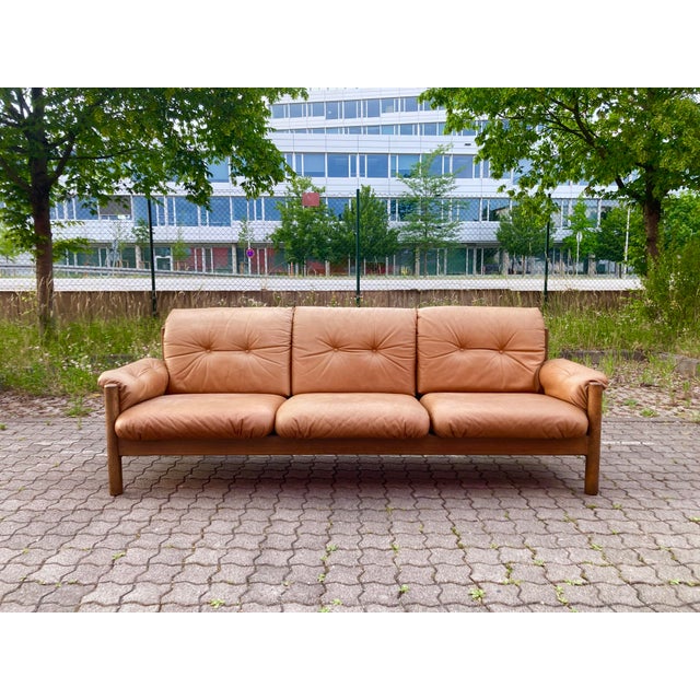 Vintage Cognac Caramel Aniline Leather Sofa, 1970s For Sale - Image 18 of 18