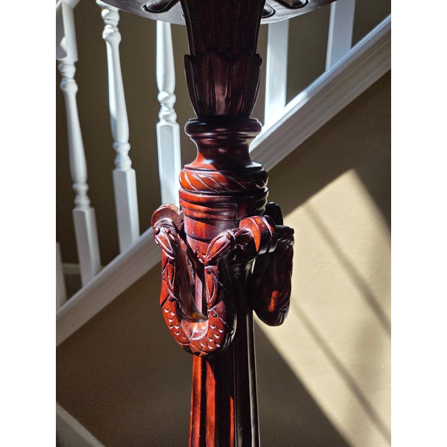 Antique Torchier Carved Mahogany Display Plant Stand - 5 Foot For Sale - Image 11 of 17