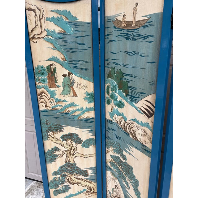 Vintage Three Panel Folding Chinoiserie Room Divider or Screen For Sale In Savannah - Image 6 of 12