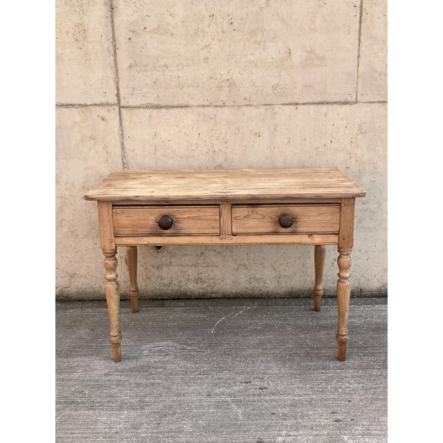 Wood English Pitch Pine Console Table with Drawers For Sale - Image 7 of 14
