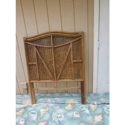 1980s Twin Size Headboard Tommy Bahama Style Dark Tone Wicker Rattan For Sale In Naples, FL - Image 6 of 12