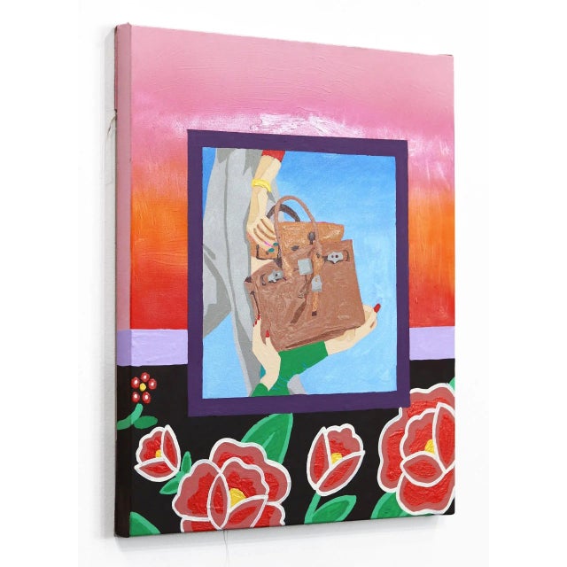Floral Pop Art Abstract Figurative Contemporary Painting "Baby Birkin" Original Artwork by Danny Brown For Sale In Los Angeles - Image 6 of 9