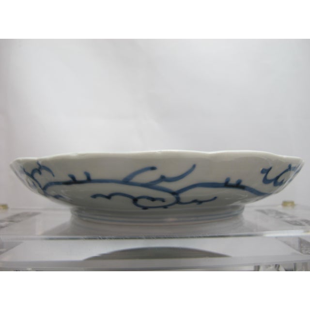 Japanese Blue & White Sansu Sometsuke Mountain Landscape Village Plate Set of 3 For Sale - Image 10 of 11
