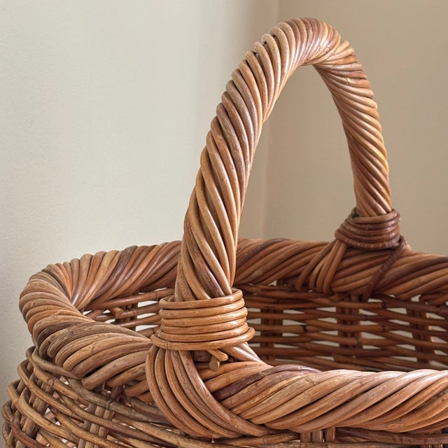Large French-Style Round Wicker Basket For Sale - Image 13 of 16