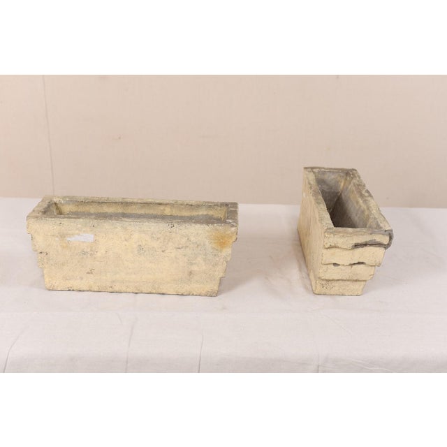 Cream Late 20th Century Elongated Concrete Planters - Set of 2 For Sale - Image 8 of 10