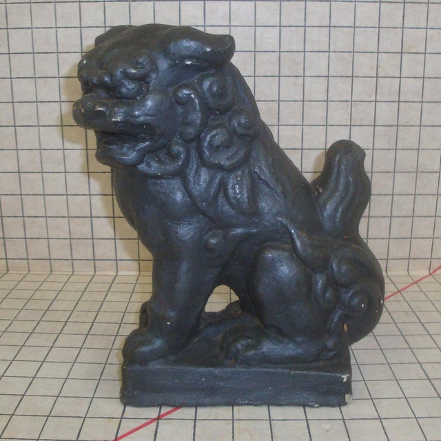 Concrete Black Foo Dog Garden Statue Chairish