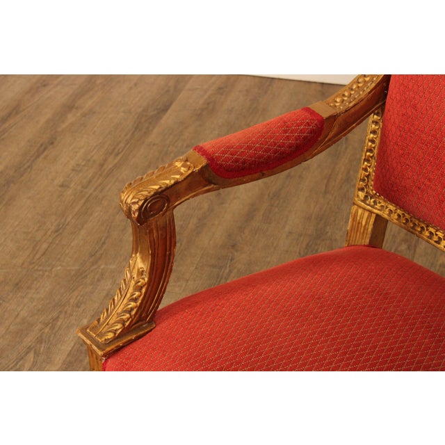 Wood Early 20th Century French Louis XVI Giltwood Fauteuil Armchair For Sale - Image 7 of 13