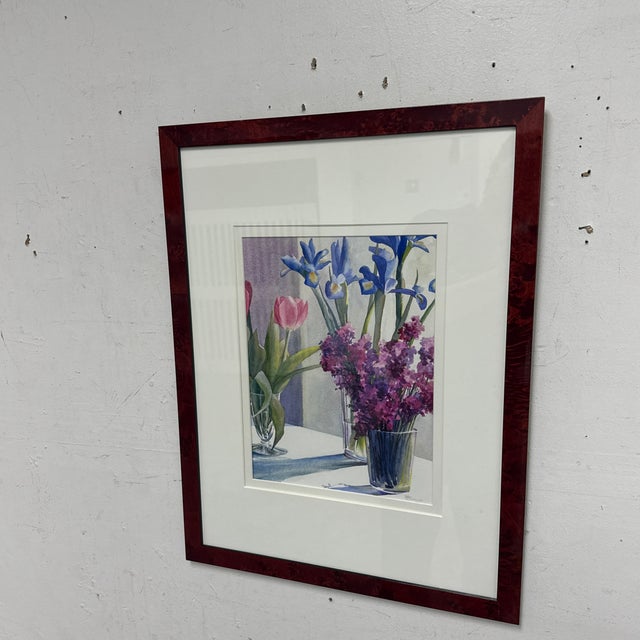 Contemporary Ruth Beeve Jan's Flowers Framed Watercolor, Circa 1996 For Sale - Image 3 of 12