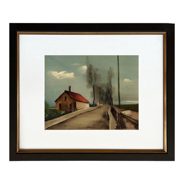Vlaminck Lithograph 21 the Brezolles Road 1958 Framed For Sale