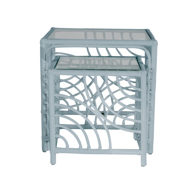 David Francis Swirl Nesting Tables - Blue For Sale - Image 4 of 6