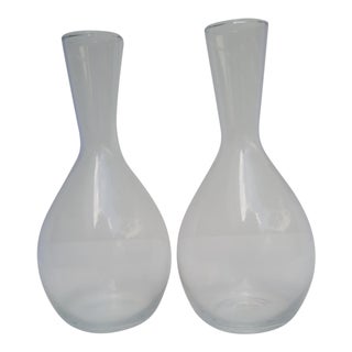 1980s Holmegaard of Copenhagen Demi Carafe Flask-Shaped Vases - a Pair For Sale