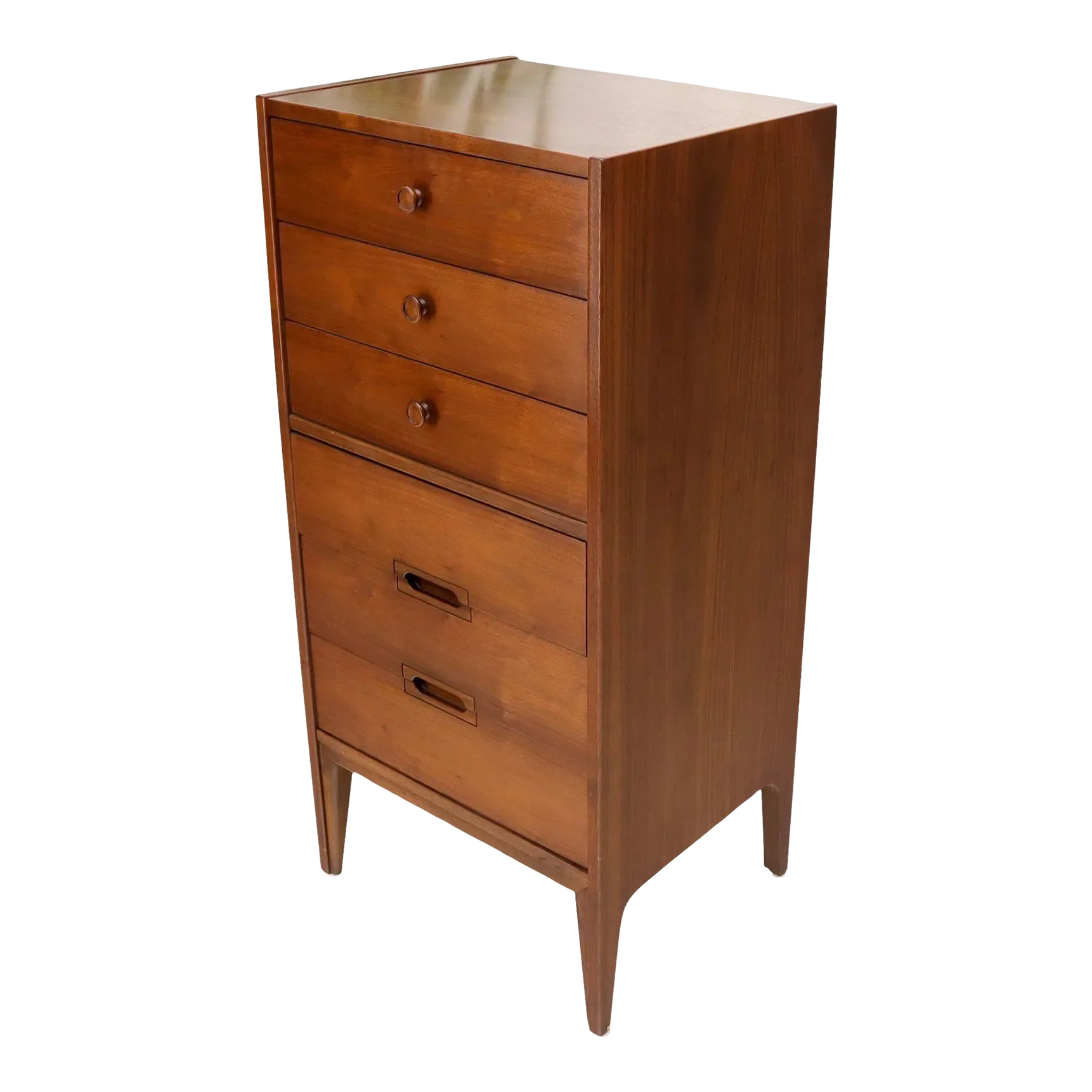 tall thin dresser 1970s Oak Tall Dresser w/ Fliptop Vanity main image 0