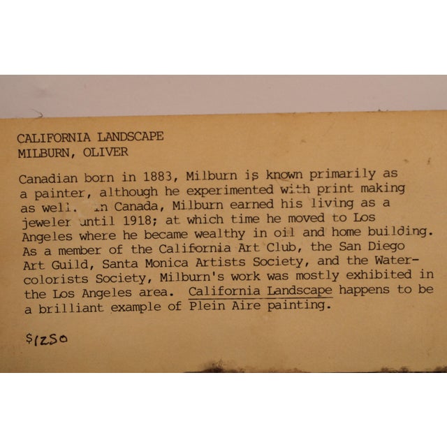 Impressionist California Landscape Painting by Oliver Milburn (1883-1932) For Sale - Image 9 of 12