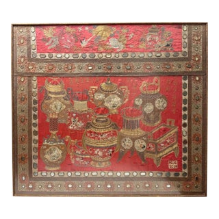 Huge Antique 1800's Chinese Altar Table Banner Embroidery Tapestry Needlepoint For Sale