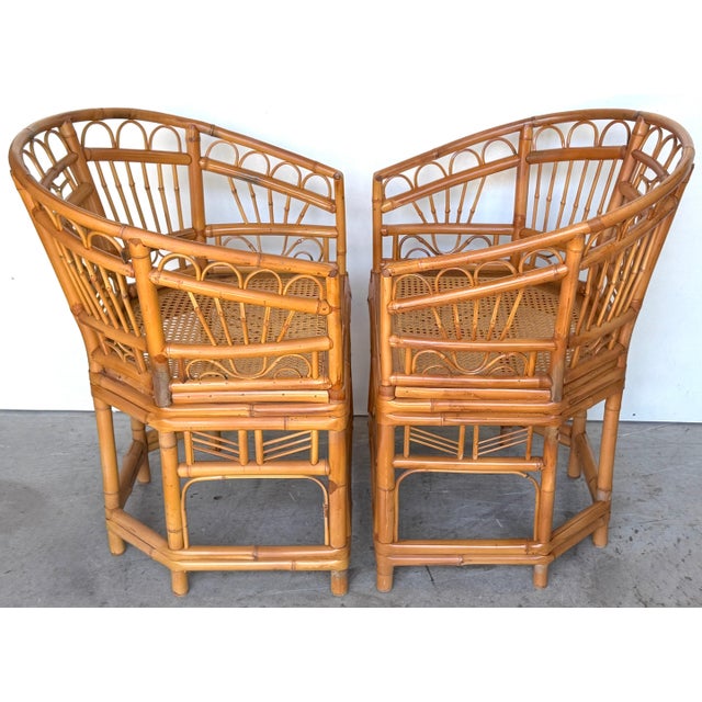 Pair of Brighton Pavilion Revival Bamboo, Rattan and Caned Armchairs, Circa 1970 For Sale - Image 9 of 14