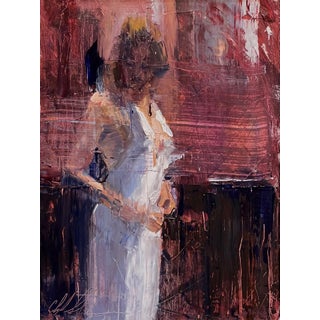 Remembering Mornings With You by Clyde Steadman | Oil Painting of a woman in a white dress For Sale
