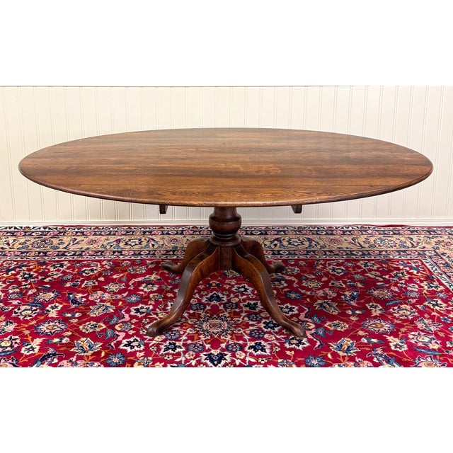 BEAUTIFUL Antique English Country Oak Oval Dining Table with Victorian Style Four-Legged Pedestal~~c. 1920s-30s This table...