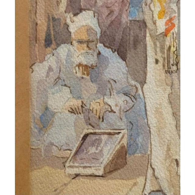 Carl Friedrich Heinrich Werner, Two Men Talking in Front of the Süleymaniye Mosque in Istanbul, 1800s, Pencil and Watercolor, Framed For Sale - Image 7 of 9