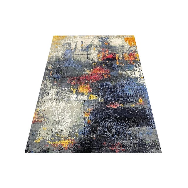 1990s Handwoven Modern Abstract Area Rug 5x7 For Sale - Image 4 of 10