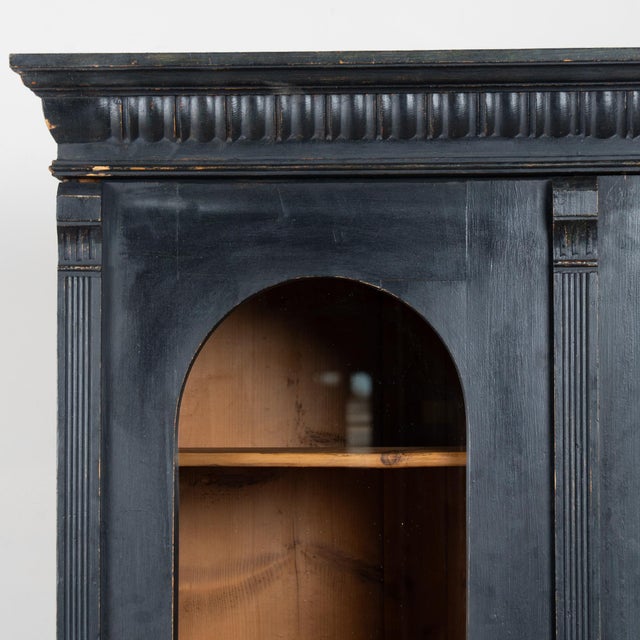Early 20th Century Early 20th-Century Hungarian Black Painted Display Cabinet Bookcase For Sale - Image 5 of 12