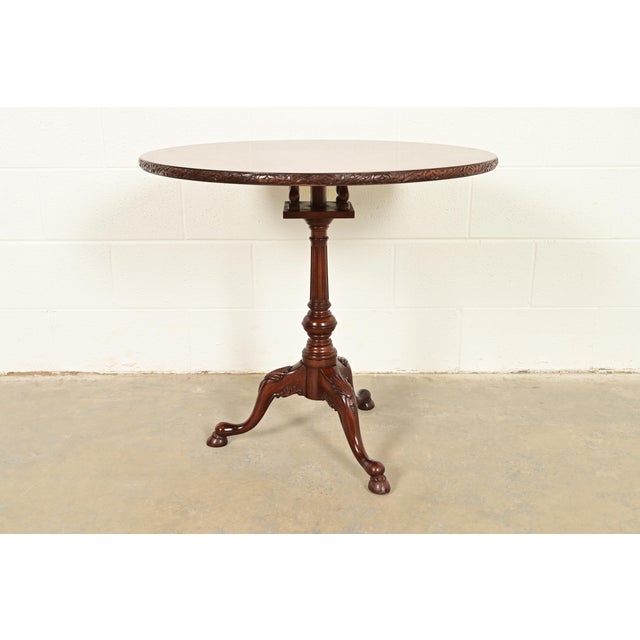 Smith & Watson Georgian Mahogany and Burl Wood Pedestal Tea Table For Sale - Image 11 of 14