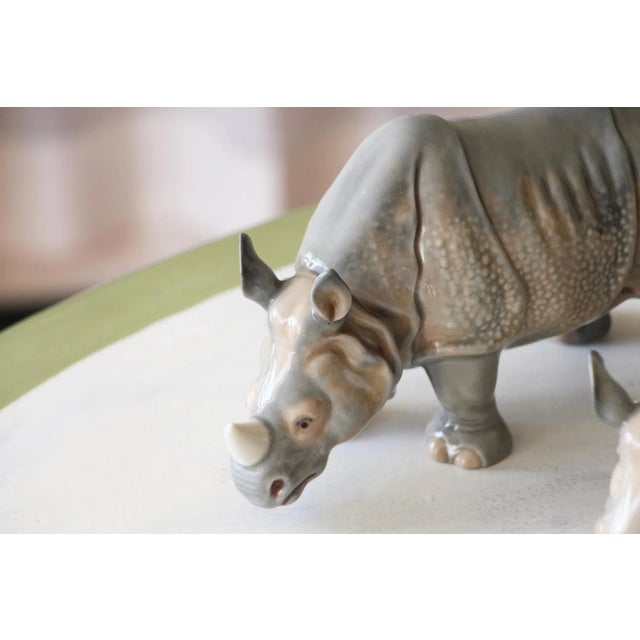 Early 20th Century Antique Continental Gray Porcelain Rhinoceros Figures - a Pair For Sale - Image 6 of 13