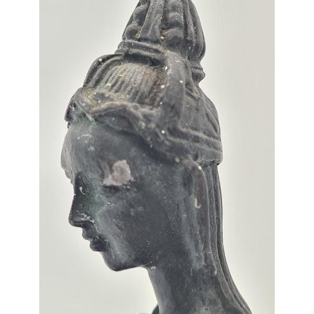 Vintage Southeast Asian Bronze Temple Dancer Sculpture on Lotus Base, 1970s For Sale - Image 9 of 12