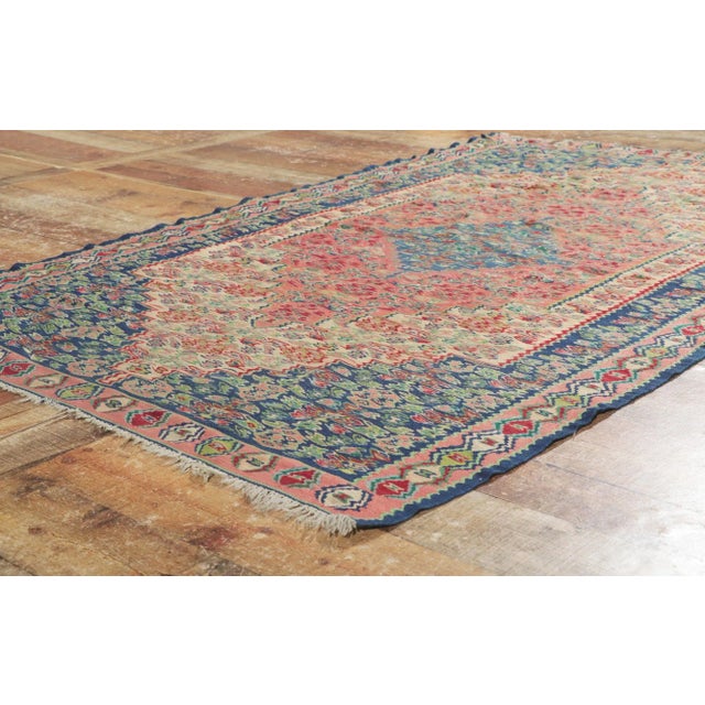 Pink Late 20th Century Vintage Persian Bijar Kilim Rug, 03'11 X 06'04 For Sale - Image 8 of 11
