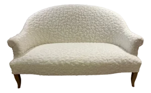 French White Upholstered 2-Seat Sofa
