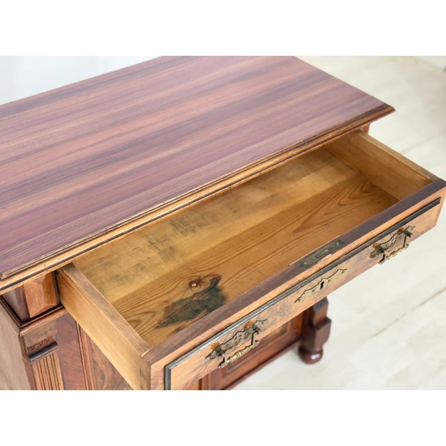 Antique Gründerzeit Vertiko Chest of Drawers in Walnut Veneer with Brass Fittings, Late 19th Century For Sale - Image 5 of 12