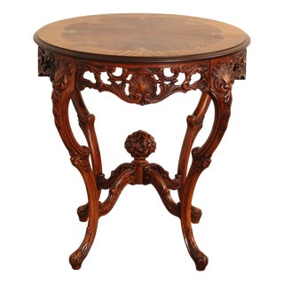 French Court Galleries Rococo Style Round Inlaid Side Table For Sale