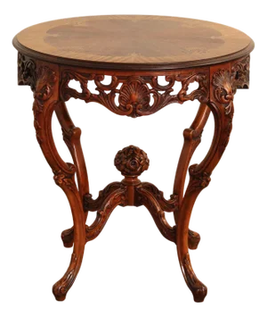 French Court Galleries Rococo Style Round Inlaid Side Table