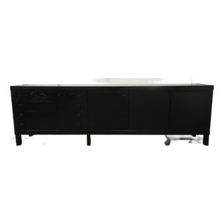 1970s Brutalist Black Stained Oak Buffet For Sale