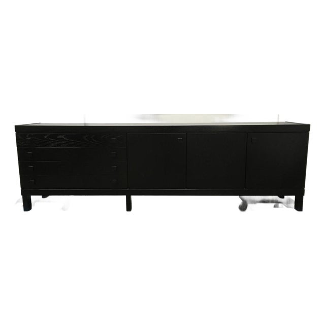 1970s Brutalist Black Stained Oak Buffet For Sale